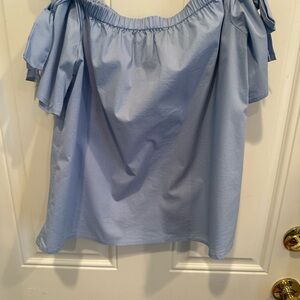 INC International Concepts Blue Off-Shoulder Blouse with bows